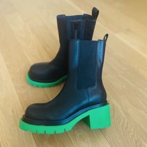 Jeffrey Campbell Chunky Black/Green Platform Boot… - image 1